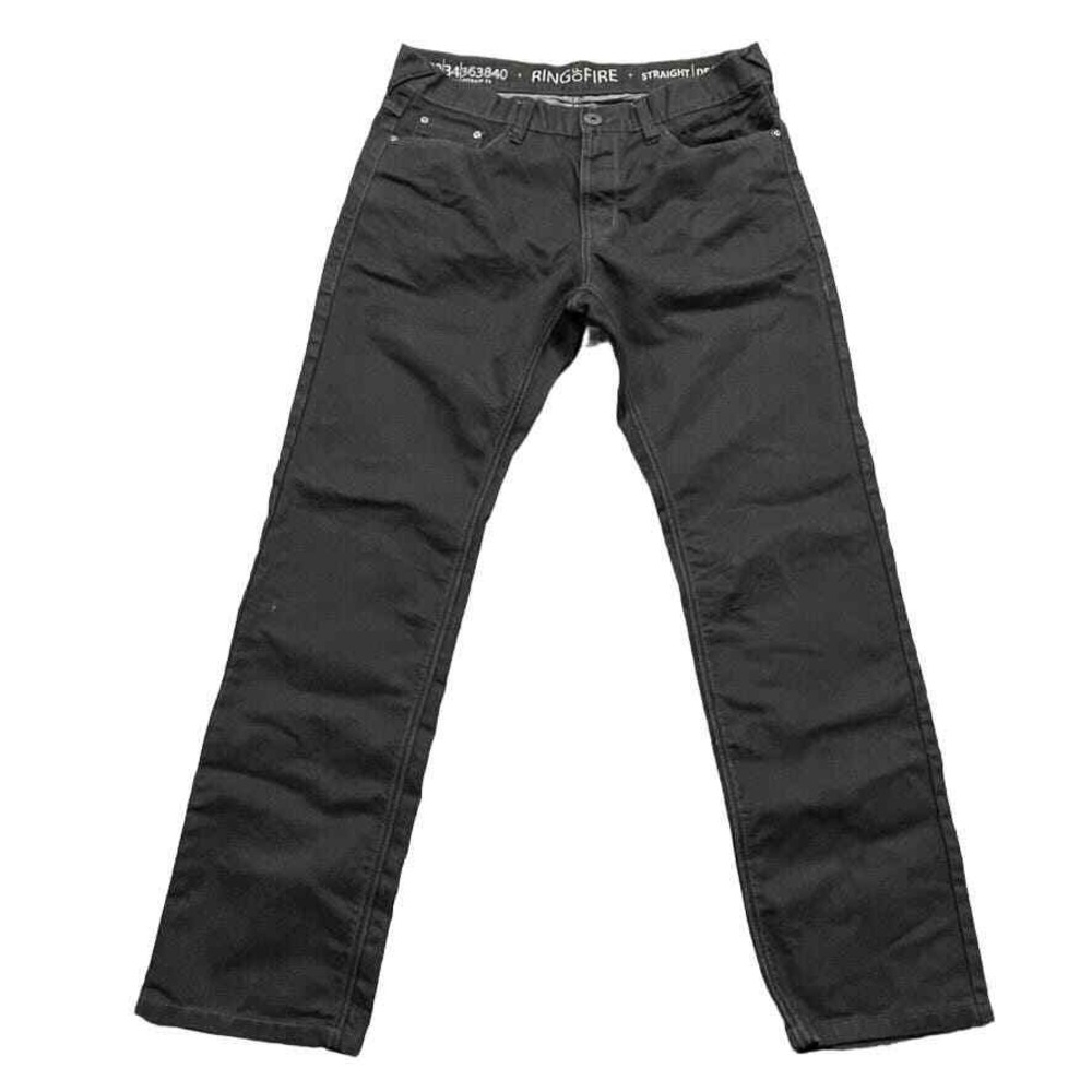 Ring of Fire Straight Jeans‎ Men's Measured 35x30 Black Zipped Back Pockets